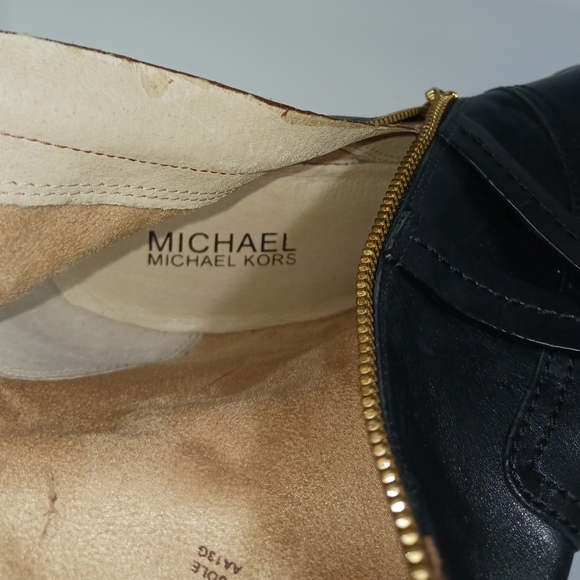 *Michael Kors Stockard Bootie Dark Brown/Black 5" Heel Sz 10M Gold Side Zipper - Picture 11 of 14